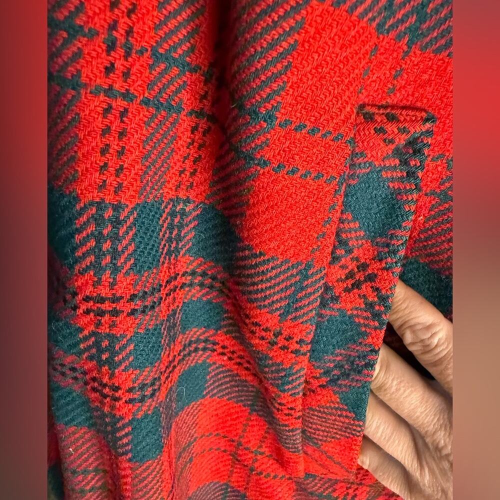 Vintage 50s Pendleton Virgin Wool Red Plaid Tartan Car Coat Womens L Heritage - Picture 7 of 8